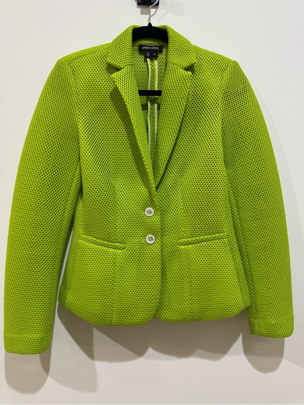 Paperwhite Lime Green Textured Women's Blazer size 6, party vacation NEW